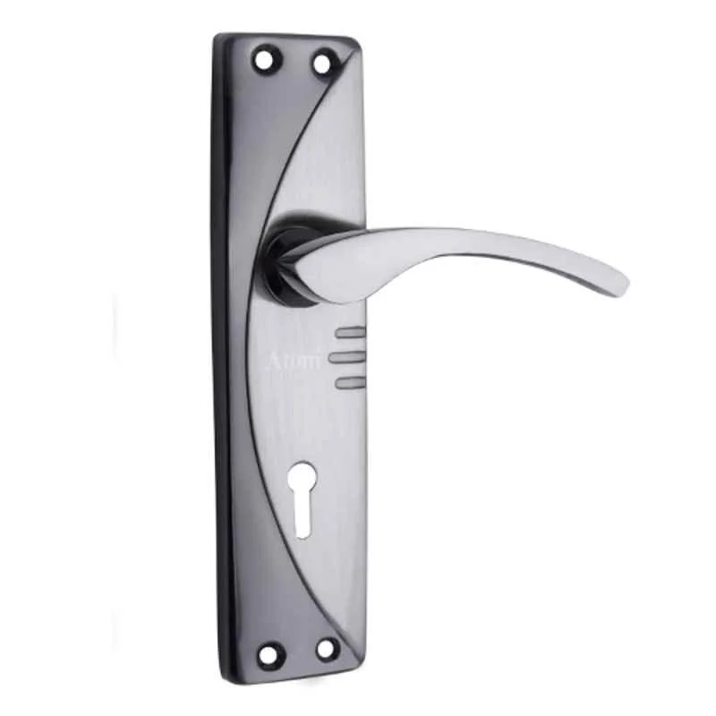 ATOM 7 inch Brass & Iron Black Silver Finish Mortise Door Lock Set, MH-1003-KY-BS - Image 4