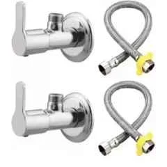 Fastgear 2 Pcs Connection Pipe with 2 Pcs Angle Wall Cock