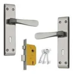Shrida 506 Alloy Steel Black Silver Finish Mortise Lock Set with 3 Keys