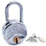 Harrison 50mm 8 Lever Mild Steel Bright Chrome Plated Finish Round Padlock with 4 Keys, SC-2000-0552 (Pack of 2)