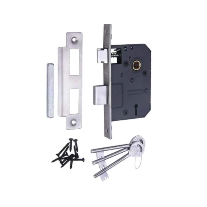 ATOM 7 inch Brass & Iron Black Silver Finish Mortise Door Lock Set, MH-1003-KY-BS - Image 2
